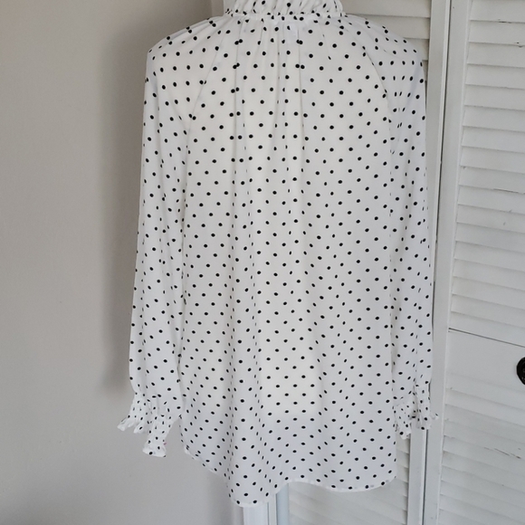 White/Black/Silver Polka Dot Long Sleeve Top - Picture 7 of 10